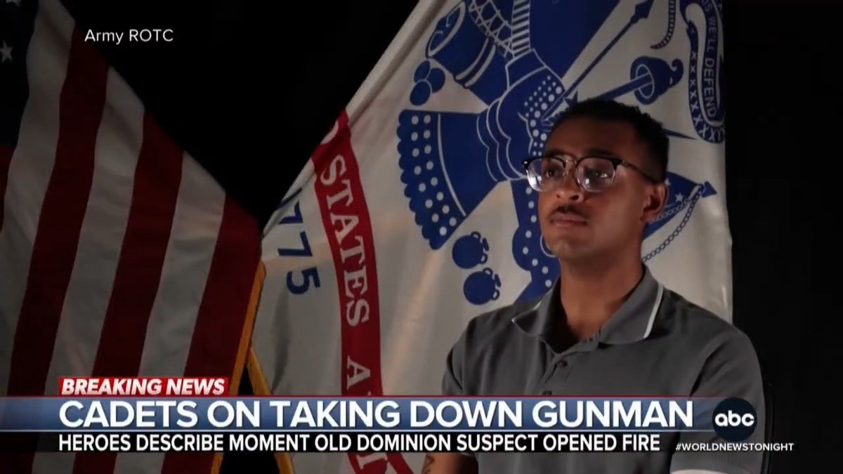 The ROTC cadets who stopped a terror attack at Old Dominion University describe the moment they stopped an ISIS sympathizer from slaughtering their class. Their instructor was killed. Pierre Thomas reports.