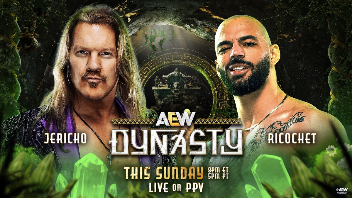 #AEWDynasty 8e/5p, HBO Max PPV This Sunday 4/12 Chris Jericho vs Lightskin Kingpin Ricochet wanted Jericho to leave instead of signing his new contract, but the first ever AEW World Champion laid out a challenge to face him at Dynasty! Jericho vs Ricochet on HBO Max PPV THIS SUNDAY!