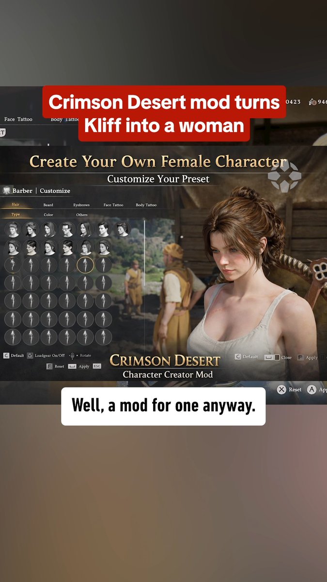 Tired of playing as Kliff in Crimson Desert? This mod by Khione95 will let you create your own female character: