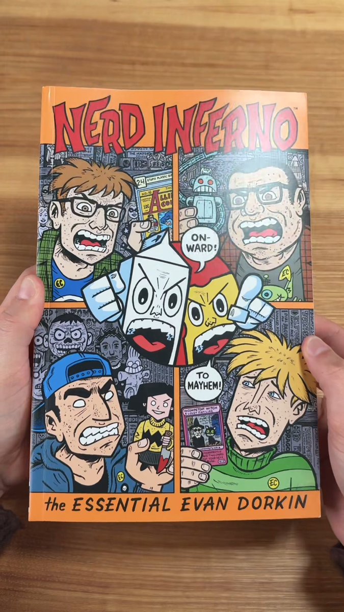 FIRST LOOK 🚨: Nerd Inferno: The Essential Evan Dorkin releases later this month on April 28th! Pre-order: Collecting the Milk and Cheese, Eltingville Club, and Dork comics by Eisner, Harvey, and Ignatz award-winning comics creator Evan Dorkin. Collected for the first time in an affordable omnibus edition! By Evan Dorkin