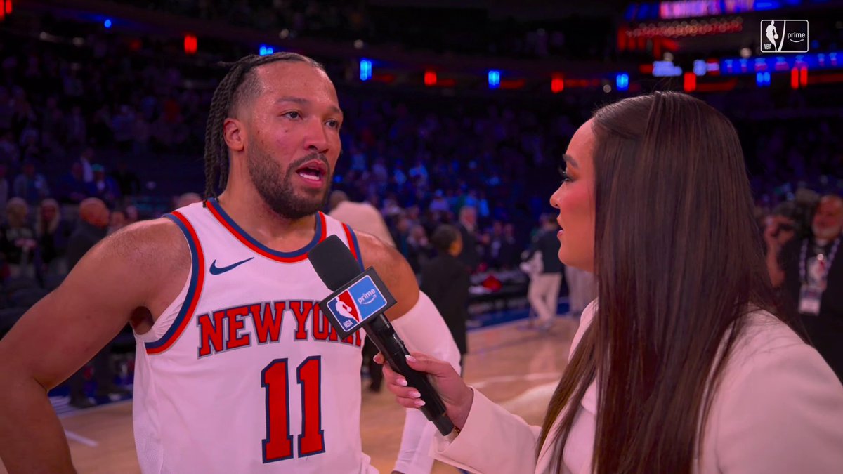 "How fast [Jayson Tatum] returned is wild... him playing well and seeing him on the court is a great sight to see." Brunson tells Cassidy Hubbarth that he's happy to see Tatum back 🤝