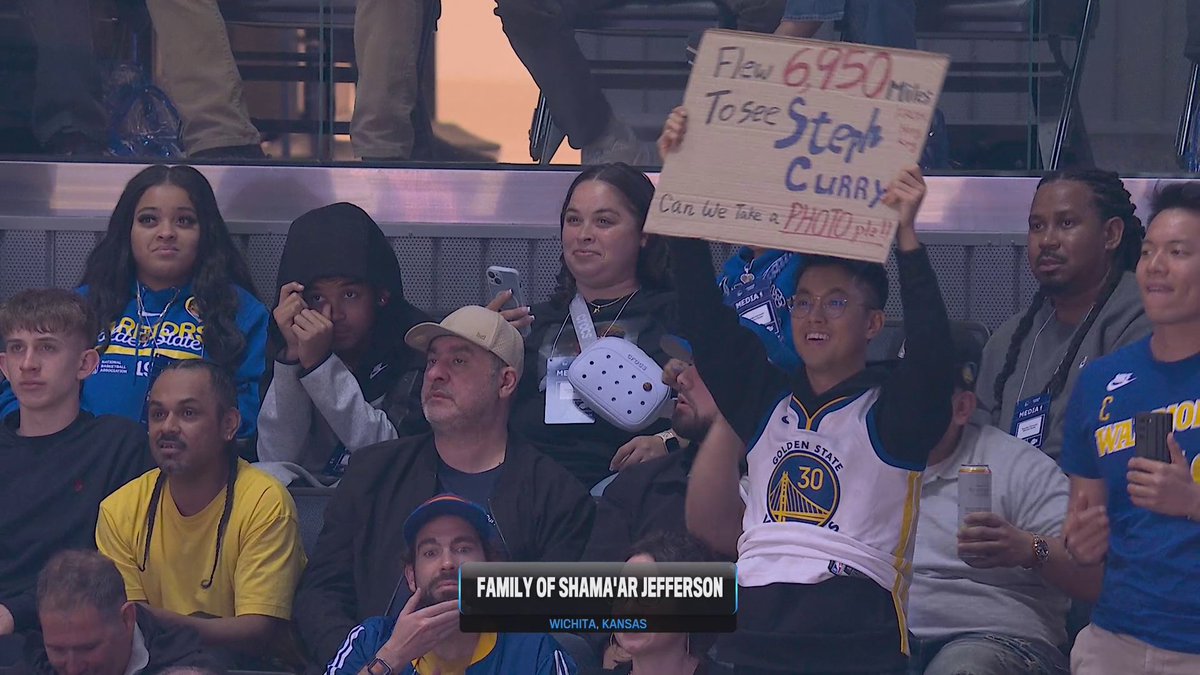It's bigger than basketball ❤️ 13-year-old Shama'ar Jefferson suffered a traumatic brain injury while playing basketball and later passed away. The Warriors paid for all expenses for Shama'ar's family to travel to tonight's game. Allie Clifton