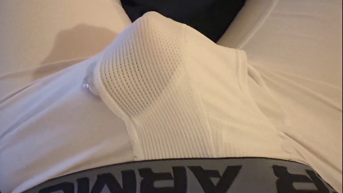 Laying in bed in my underwear looking at my DMs. When I read what people want to do with/to me I get crazy horny 🚀 Then I saw my bulge pushing against my tight UAs 🔥 My need took over and everything became automatic 💦 #gooning #morboso #bator #handjob #cum