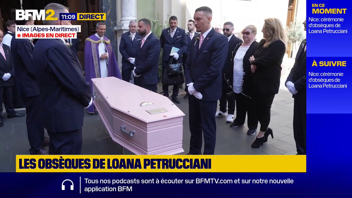 Le cercueil de Loana Petrucciani arrive à la cathédrale Sainte-Réparate de Nice #BFM2
