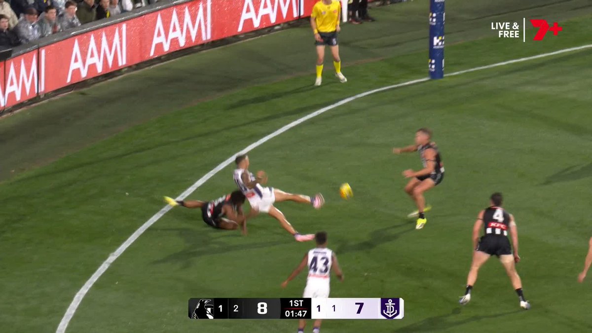 "A Collingwood free kick! And one not appreciated in the Fremantle coaching box." #AFLPiesFreo