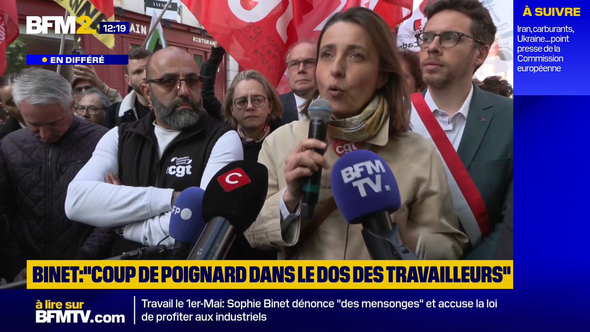 Renvoi du vote sur le 1er-Mai en commission : "C'est un coup de poignard dans le dos des millions de travailleuses et de travailleurs, c'est fouler au pied l'ensemble de notre histoire sociale", dénonce Sophie Binet #BFM2