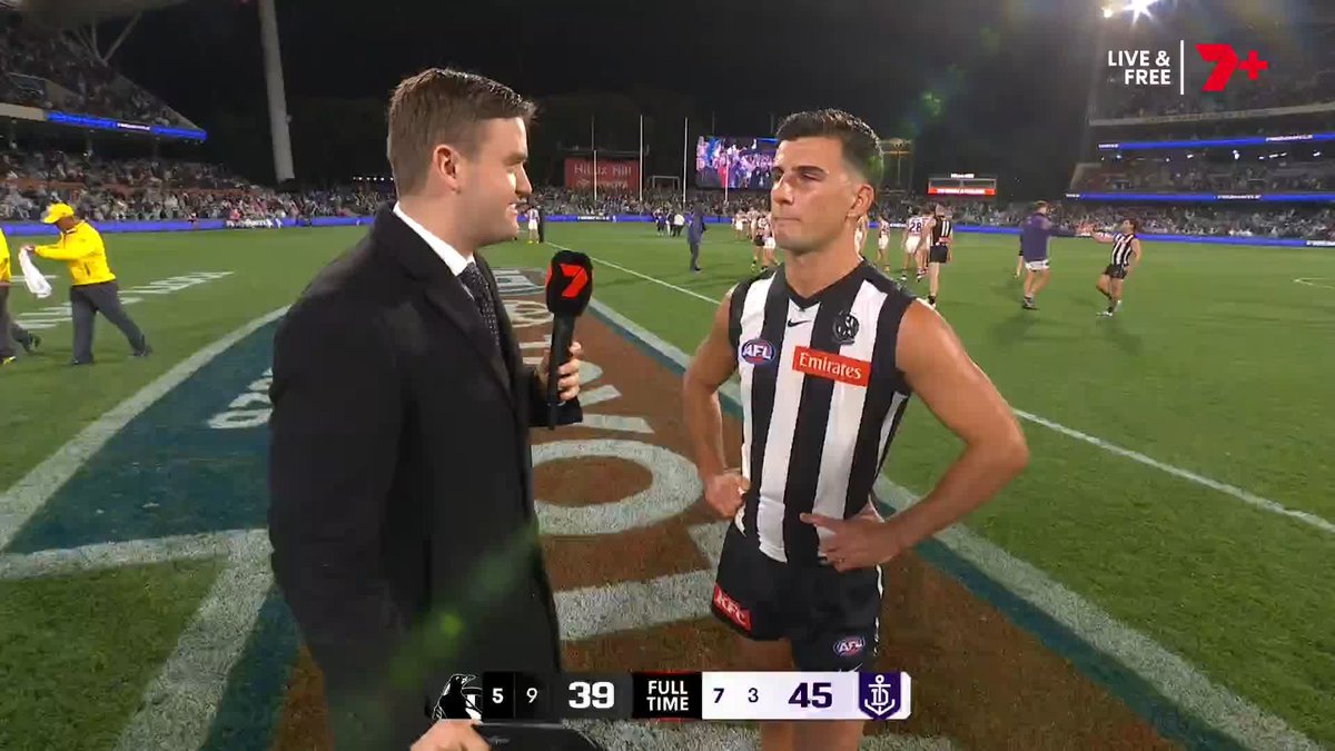 "Clearly Freo just handled the late-game moments better than us." 🗣️ Nick Daicos following Collingwood's six-point loss to Fremantle