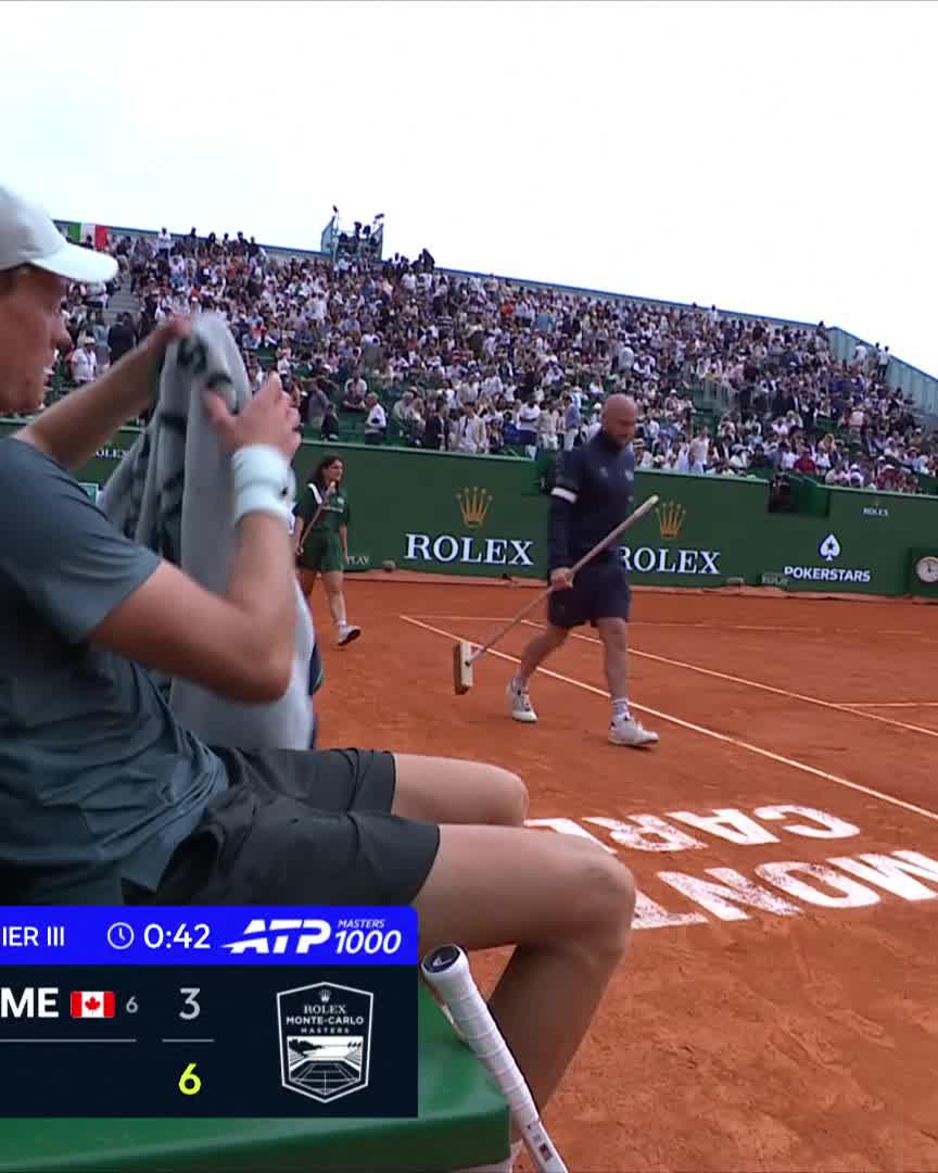 Laser focused 👊 Jannik Sinner takes the opener against Auger-Aliassime 6-3! #RolexMonteCarloMasters