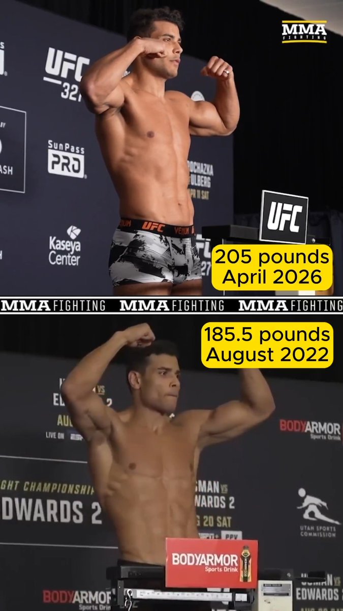 Paulo Costa packed on ALL of the muscle for his light heavyweight scrap at #UFC327 ⚖️ 💪