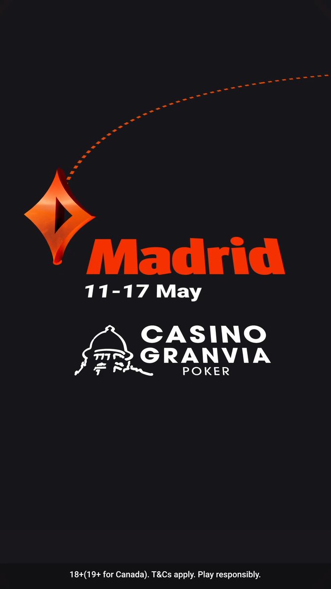 Partypoker Tour is coming to Spain! 🇪🇸 Madrid, May 11-17. Casino Gran Vía Madrid. QUALIFY ONLINE. Play for just €0.20 for a chance to win your seat in the €500 Main Event. Play responsibly. Terms and conditions apply (see video).