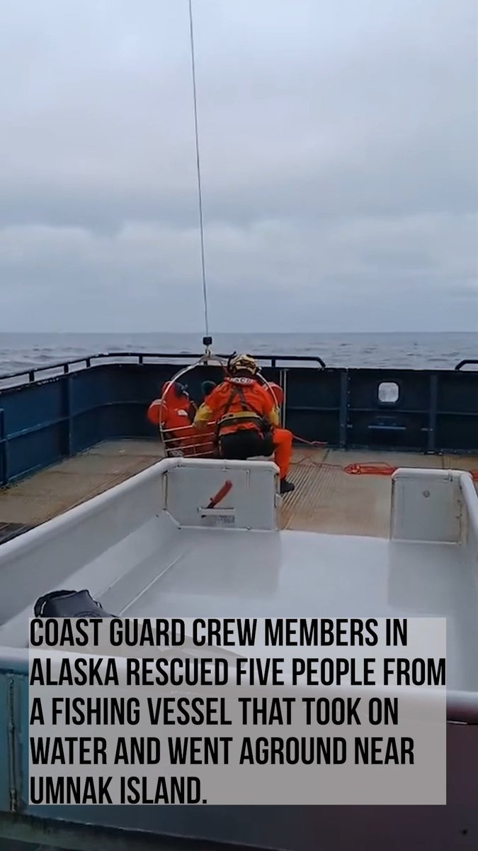 Five lives saved. On April 2, U.S. Coast Guard Cutter Waesche, MH-60 Jayhawk, and HC-130 Hercules aircrews rescued five people from fishing vessel Ocean Bay after it grounded and took on water near Umnak Island. A Good Samaritan vessel arrived first on scene and relayed vital communications before our crews arrived and safely hoisted all five mariners from the vessel. This is integrated search and rescue in action. On the worst of days, in the harshest environments, we're Always Ready. Read more:
