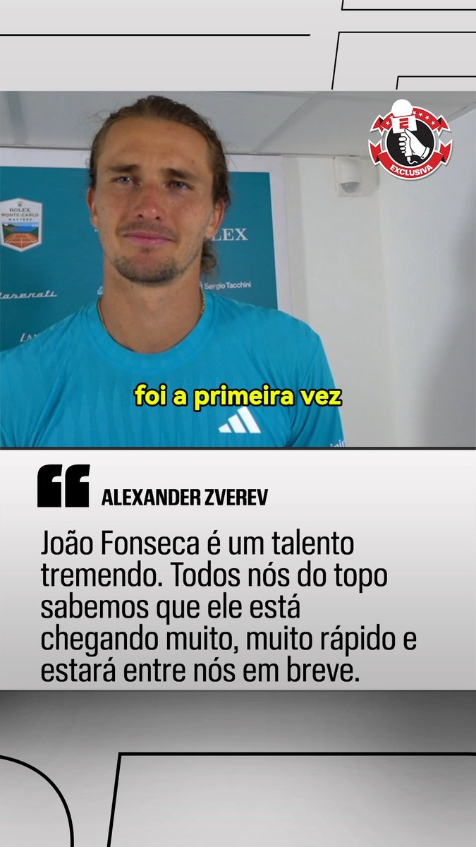 Alexander Zverev sobre João Fonseca: “Ele é um talento tremendo. Acho que todos nós top players sabemos que ele está chegando muito, muito rápido e estará entre nós em breve.” [Via ESPN Brasil]