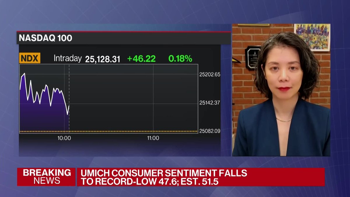 University of Michigan Surveys of Consumers Director Joanne Hsu says US consumers are frustrated with the persistence of inflation but there is a glimmer of hope in the long-term outlook