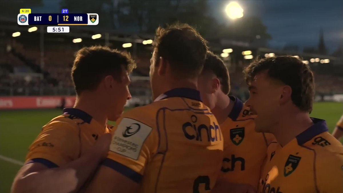 "It is absolutely ridiculous from Northampton Saints 😇!" 🎙️ Fraser Dingwall finishes a beauty for their second try in just six minutes 🤯 #InvestecChampionsCup