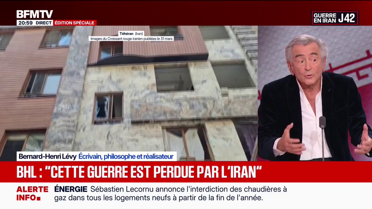 Guerre au Moyen-Orient: "Une guerre juste", selon Bernard-Henri Lévy, écrivain