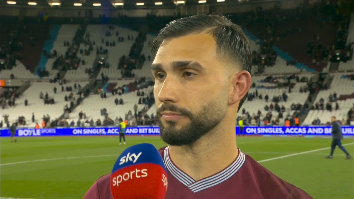 "Very, very, very happy" 😁 Konstantinos Mavropanos and Taty Castellanos react to scoring two goals each in a BIG win for West Ham!