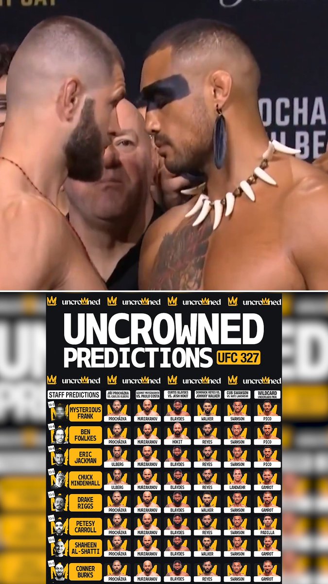 Can you do better than our Uncrowned staff? Drop us your #UFC327 predictions 🔮 (via UFC)