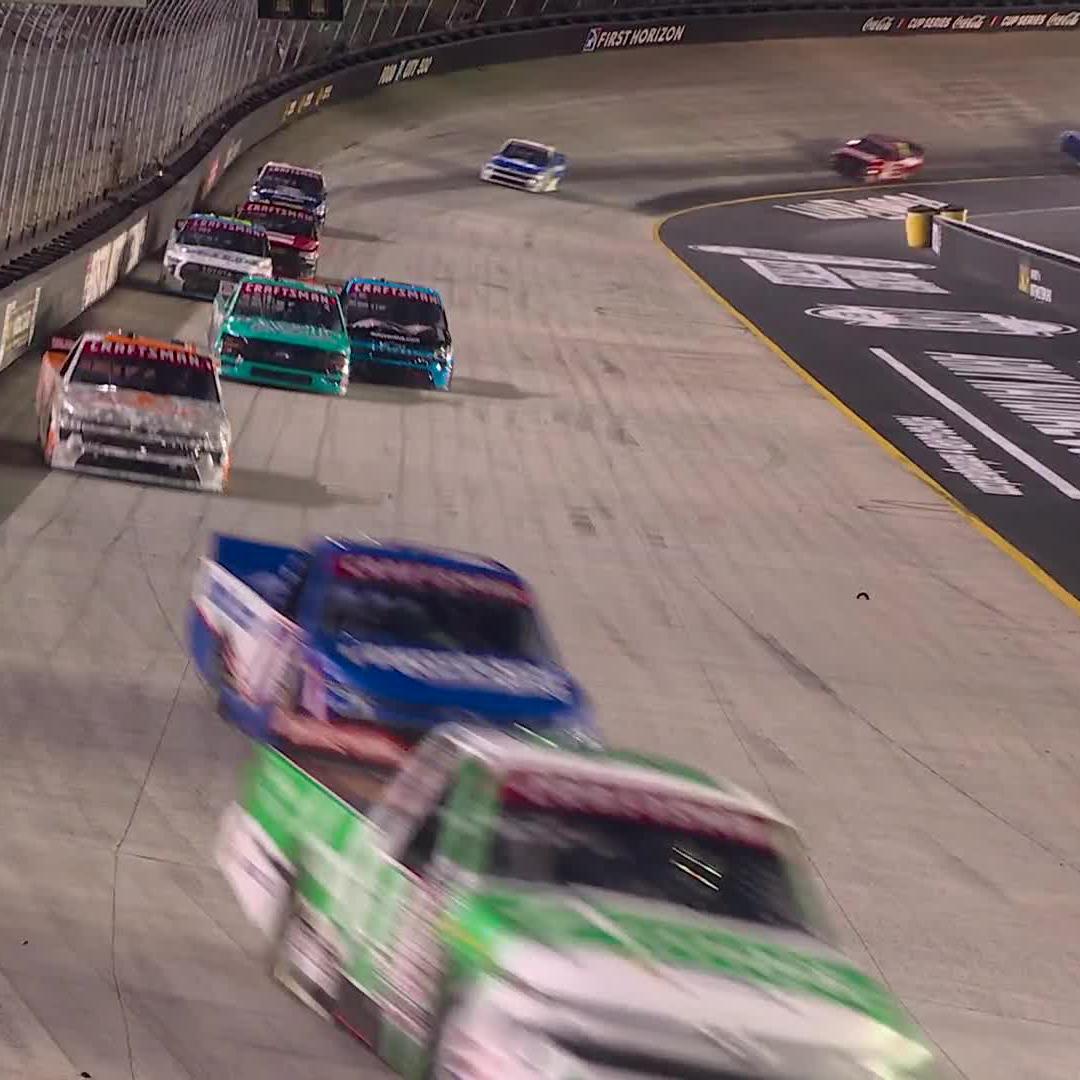 The yellow flag flies on Lap 118 for this incident involving the Nos. 33, 42 and 56.