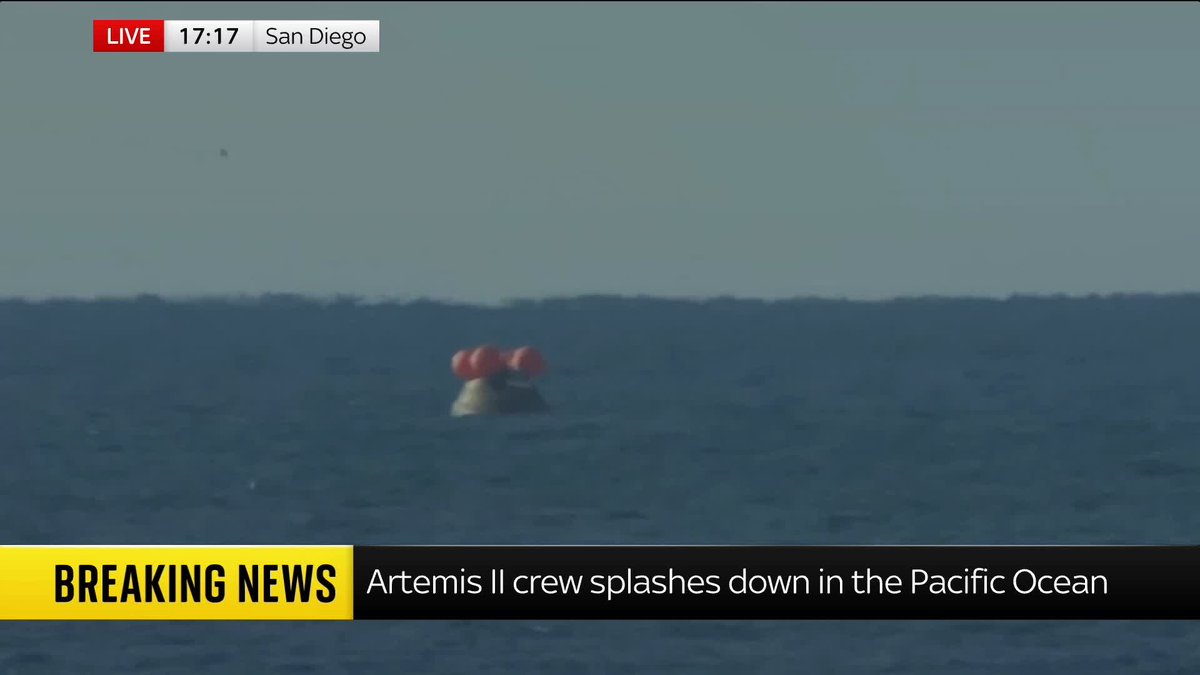 'It's triumph for physics and engineering, and bravery and courage' Our science and technology editor Tom Clarke gives his reaction to the splashdown process, live from the NASA mission control in Houston. 🔗 📺 Sky 501