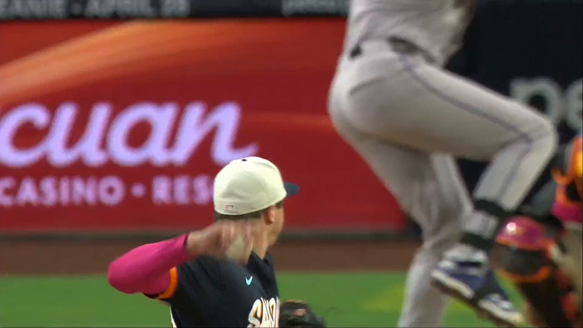 Mason Miller's strikeout pitches tonight: 88.8 MPH slider 102.8 MPH fastball 102.8 MPH fastball
