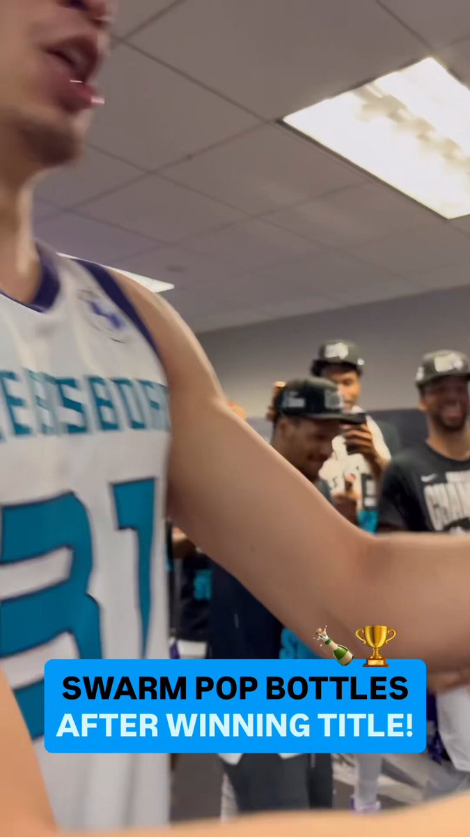 CELEBRATING LIKE CHAMPIONS! 🏆🍾 The Greensboro Swarm locker room was a WILD scene after winning the 2026 G League championship.