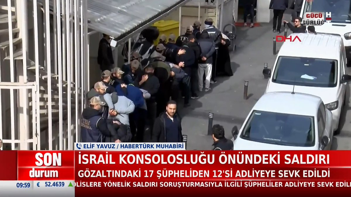 İsrail'in İstanbul Konsolosluğu önünde olan saldırı soruşturmasıyla ilgili şüpheliler adliyeye sevk edildi.