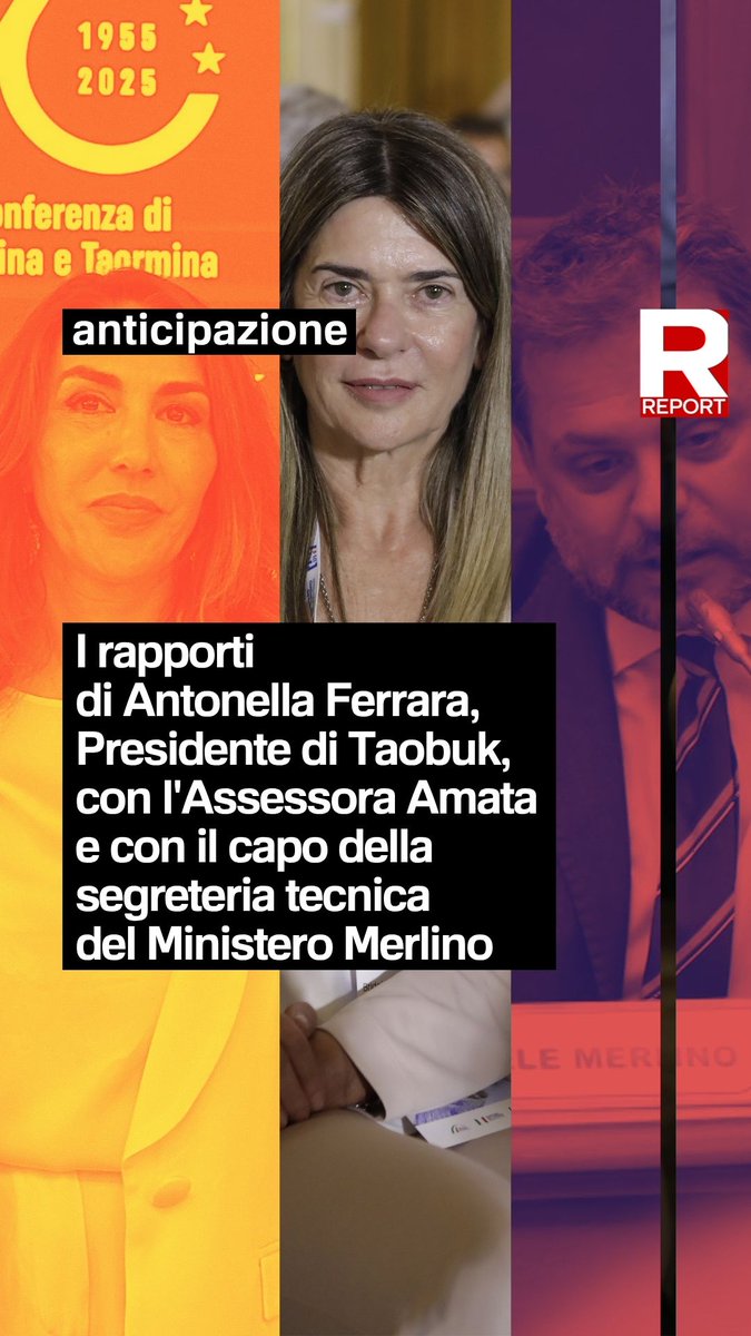 I rapporti di Antonella Ferrara, Presidente di Taobuk, con l'Assessora Amata e con il capo della segreteria tecnica del Ministero Merlino: #Report torna domani sera dalle 20.30 su #Rai3
