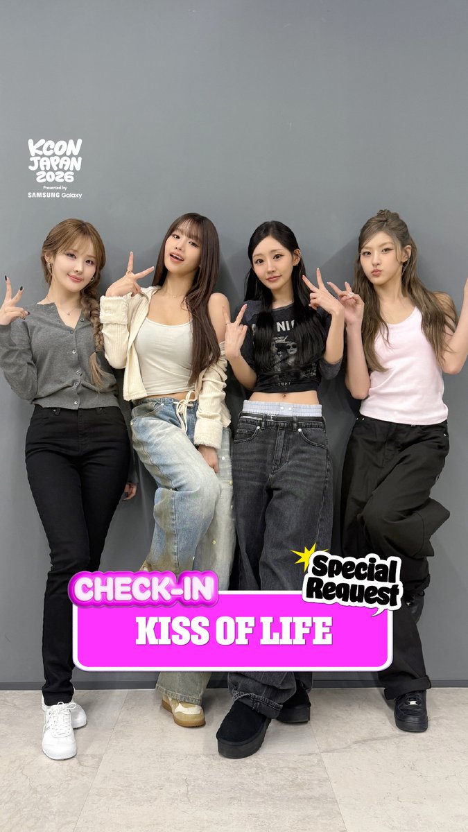 [#KCONJAPAN2026] #KISSOFLIFE CHECK-IN KISS OF LIFEがKCONに帰ってきた！また一緒に、忘れられない思い出を作る準備はできてる⁈ アーティストの特別なリクエストに答えて、コメントしてね👇 コメントが増えるほど、スペシャルな特典が待ってるよ！👀✨ - KCON JAPAN 2026 MAY 8-10 Makuhari Messe Let's #KCON