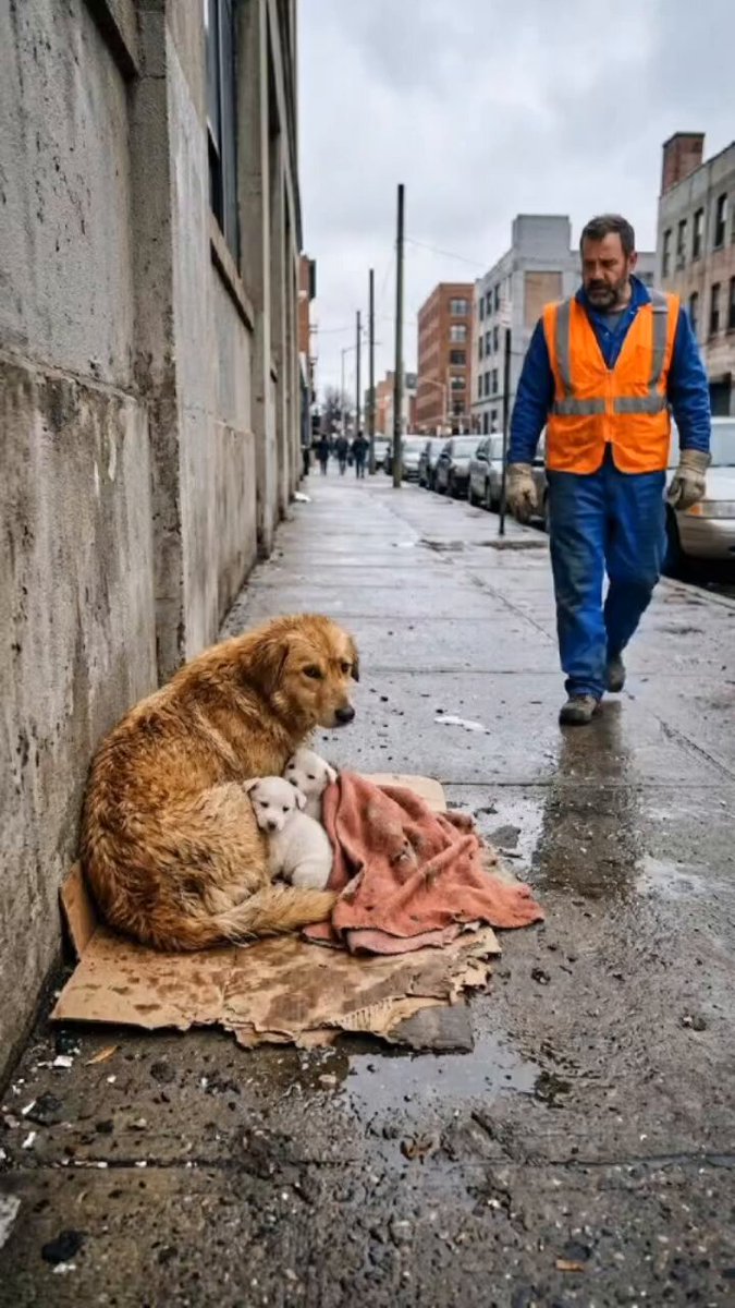 A Kind-Hearted Woman Rescues a Hungry, Crying Stray Dog Family from the Roadside