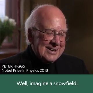 "Imagine a snowfield..." We asked Peter Higgs to describe the Higgs field - which gives particles in our universe mass - in a simple way. Higgs was awarded the 2013 Nobel Prize in Physics along with François Englert for the theory of how particles acquire mass.