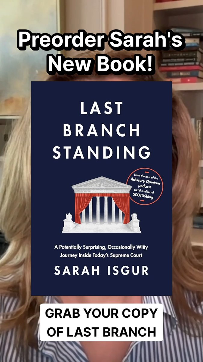 “Most people get the Roberts Court all wrong.” Sarah Isgur' new book 📖, Last Branch Standing, is out Tuesday, April 14 — a witty, deeply reported look inside the branch everyone’s talking about. ⚖️ PREORDER TODAY 🚨: