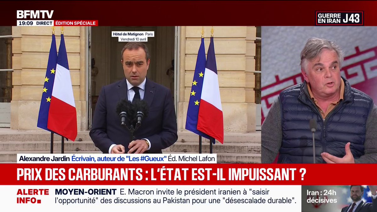 Prix du carburant: "Je viens de parler avec le président des pêcheurs artisans, ils sont en train de mourir et ils vont monter à Paris", déclare Alexandre Jardin, écrivain
