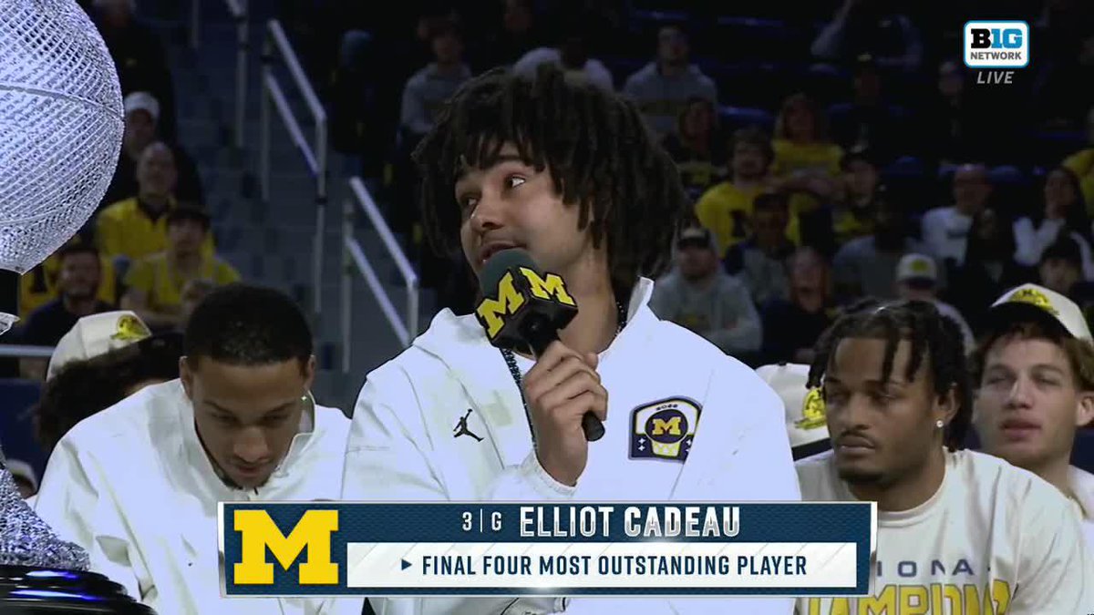 "Thank you guys for coming to every game and just making our lives so much fun." Final Four MOP Elliot Cadeau thanks Michigan Men's Basketball fans for filling the Crisler Center all season 😊