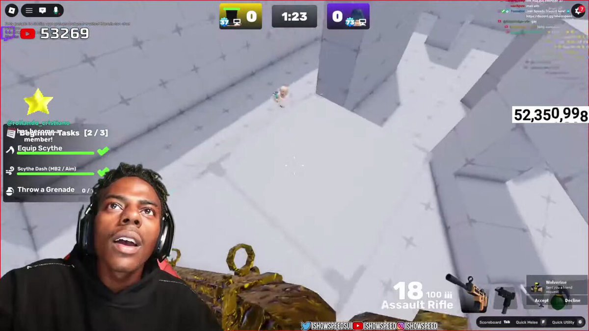 🚨| WATCH: Speed 1v1s a girl on Roblox for her number and she kept making weird sounds every time he killed her 😭😭