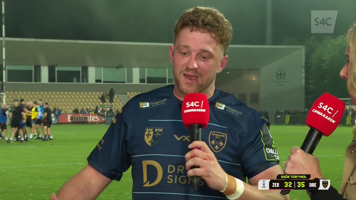 🗣️ ANGUS O'BRIEN "To come away with the victory, I'm absolutely elated" Am gêm i'r Dreigiau edrych mlaen i ym mis Mai! 👏 🦓 🆚 🐉 📺 #ChallengeCupRugby | Dragons RFC 🐉