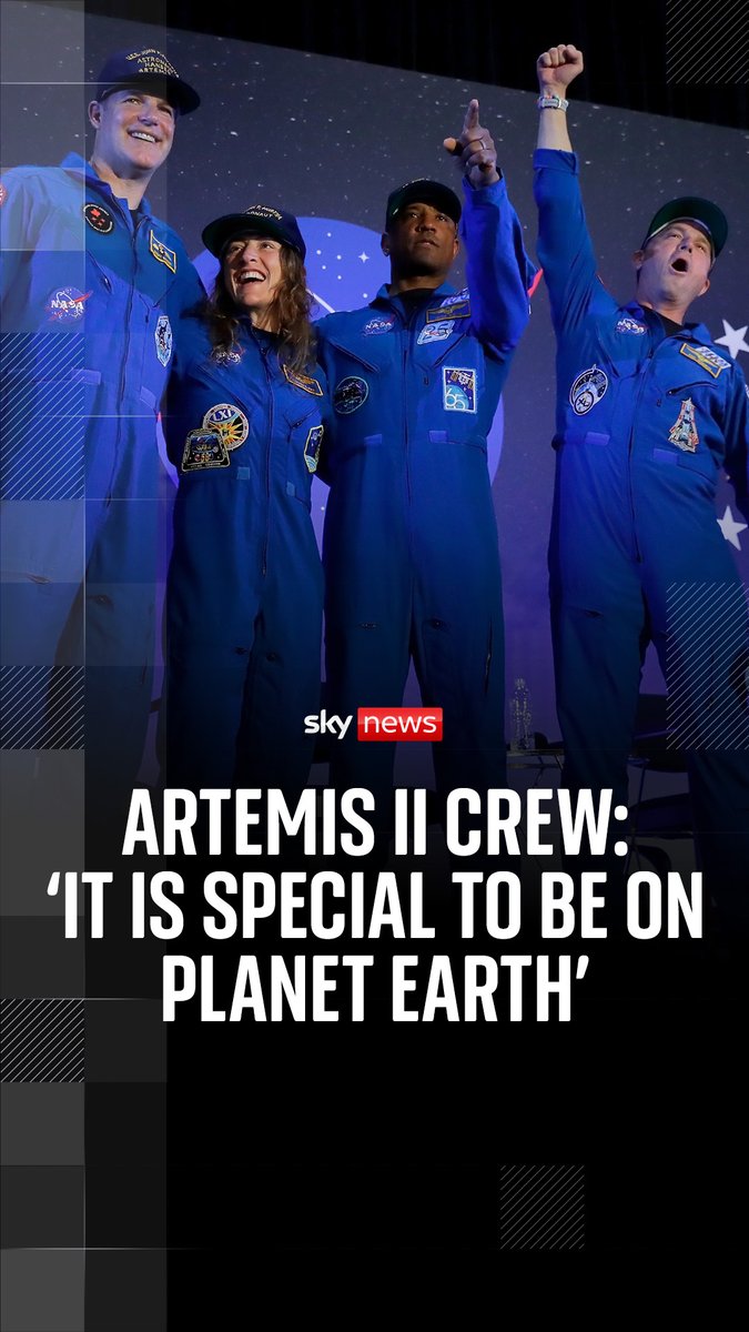 Artemis II crew: ‘It is special to be on planet Earth’ The four astronauts received a standing ovation and cheers as they walked on the stage in Houston, Texas. 🔗