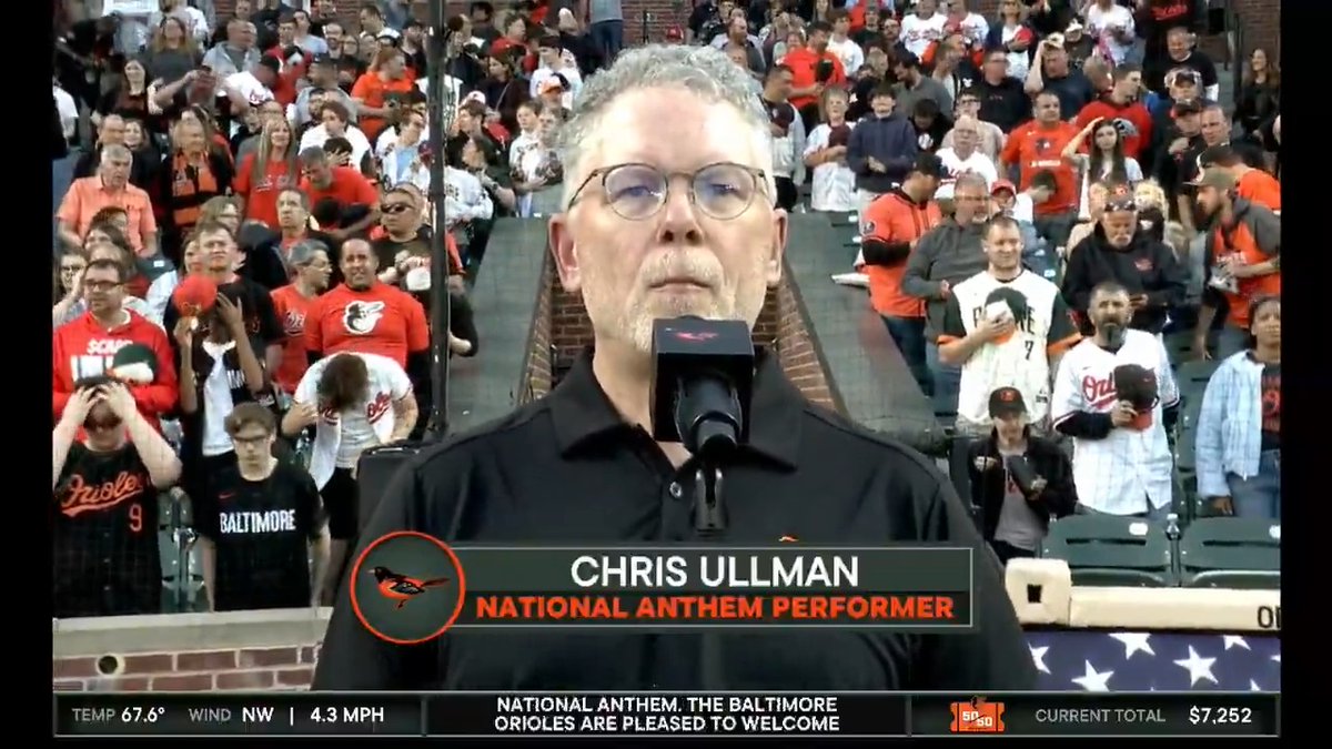Four-time whistling champion and member of the Whistling Hall of Fame, Chris Ullman, whistled the national anthem in Baltimore tonight!