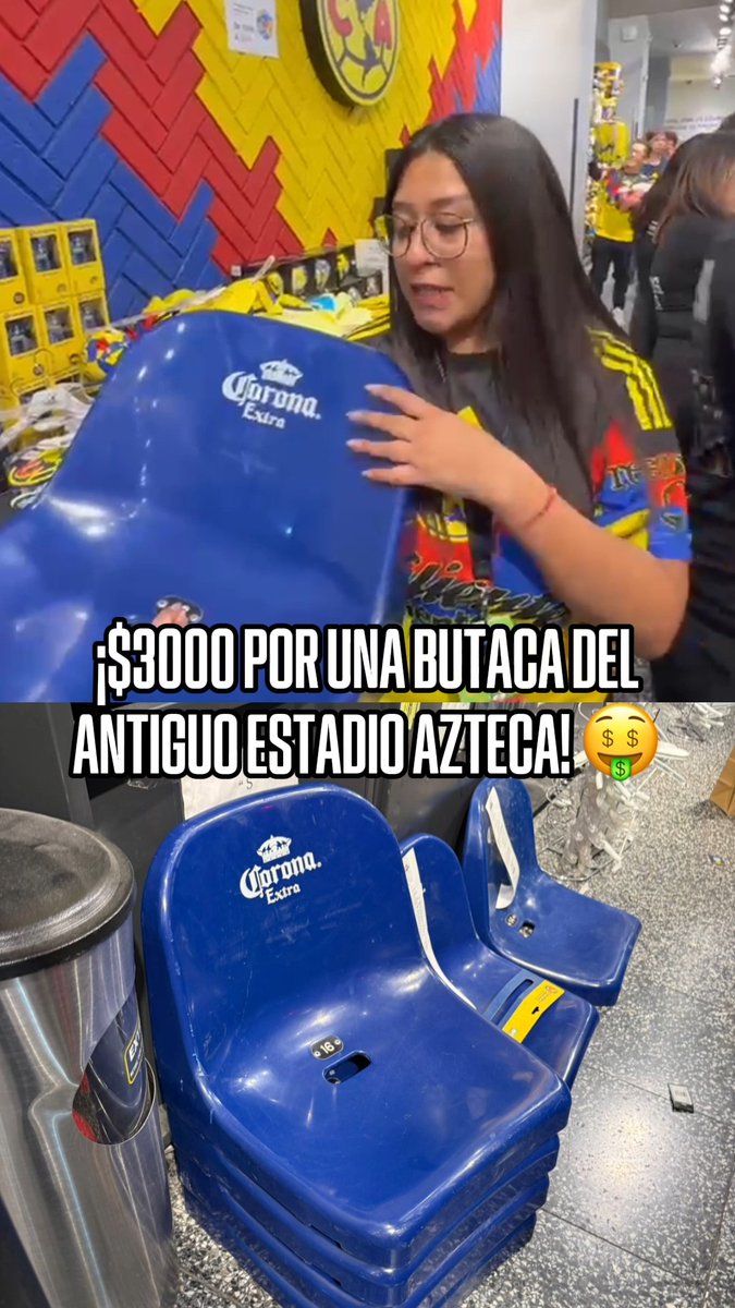 ¿YA COMPRARON LA SUYA? 🤩 💺 En la compra de $3000 en la tienda del América, te podrás llevar una de las antiguas butacas que estaban en el ahora Estadio Banorte. Solo hay 400 piezas, así que no pierdas la oportunidad. 🤩