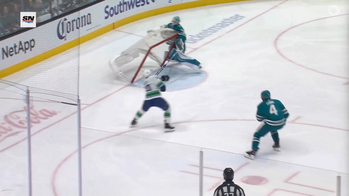 Askarov got caught out of position, so he pulled the net down instead of getting back in the crease 😭