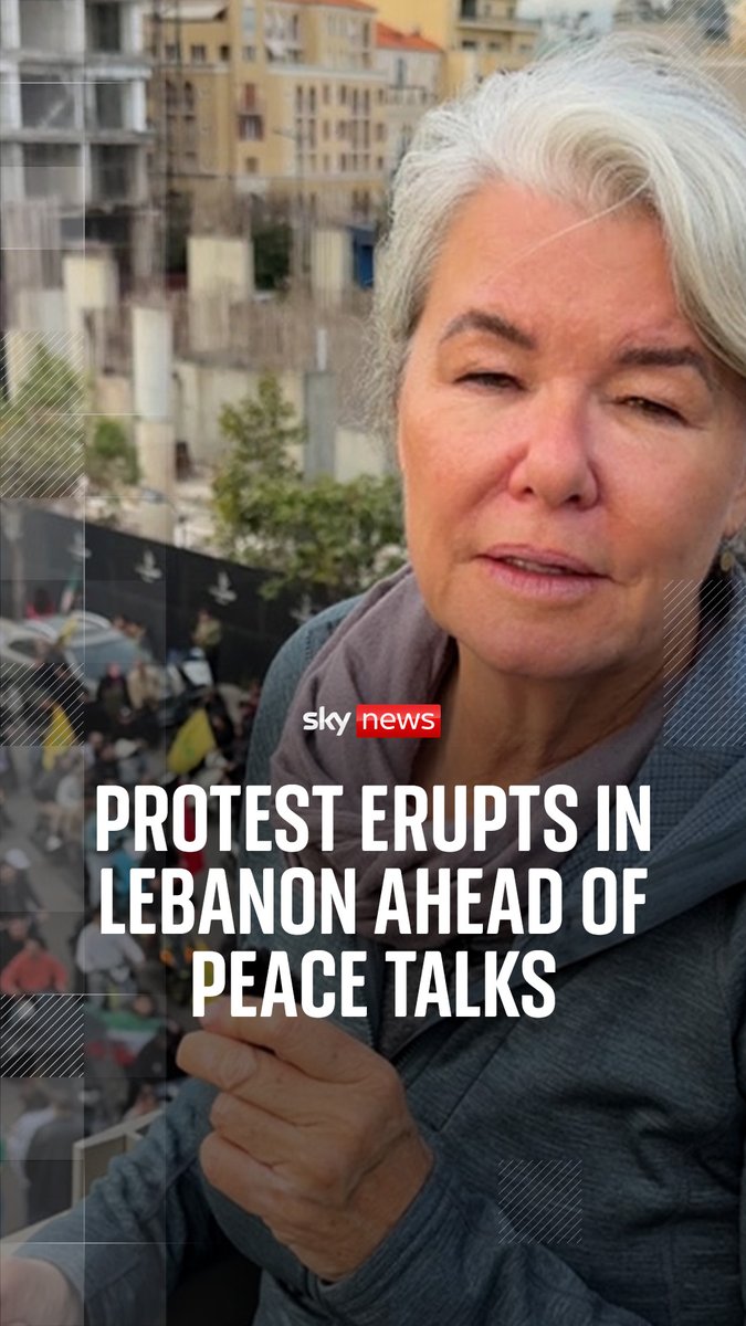 Sky News’ Alex Crawford reports from a protest in Beirut as some Lebanese people oppose peace talks with Israel 🔗