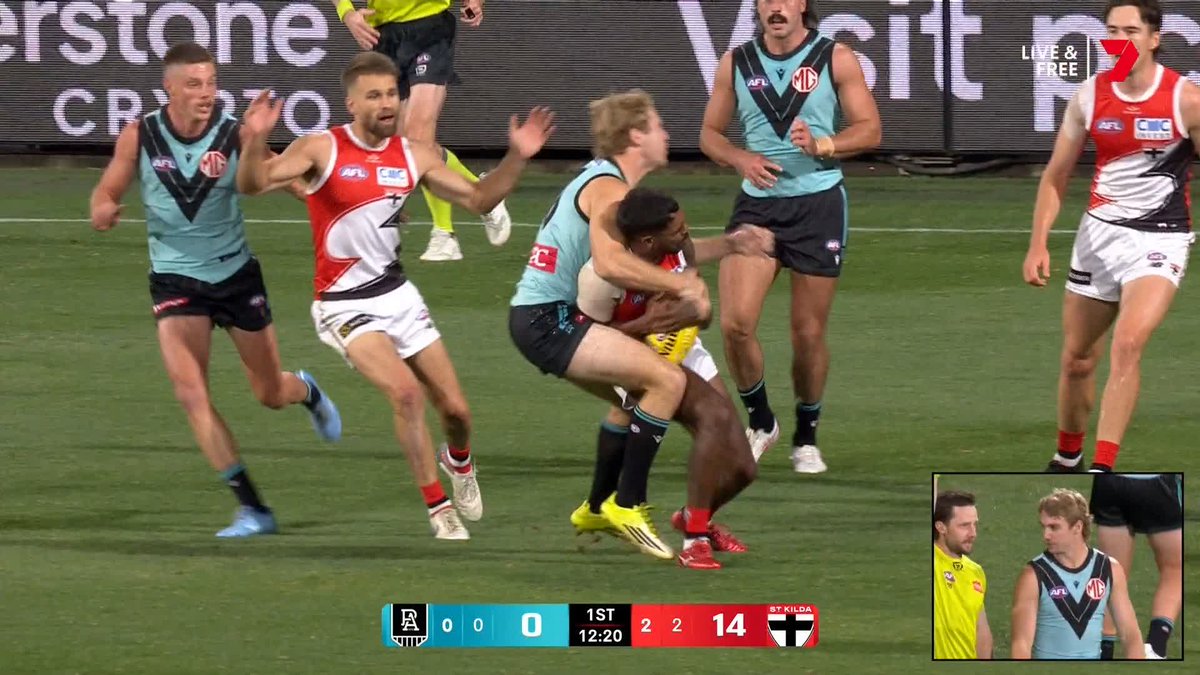 "I really detest when players duck into the tackle. That was supposed to be eliminated in the rules... but the umpires have been very, very slow to adjust." 🗣️ Kane Cornes after Liam Ryan drew a free kick for high contact | #AFLPowerSaints