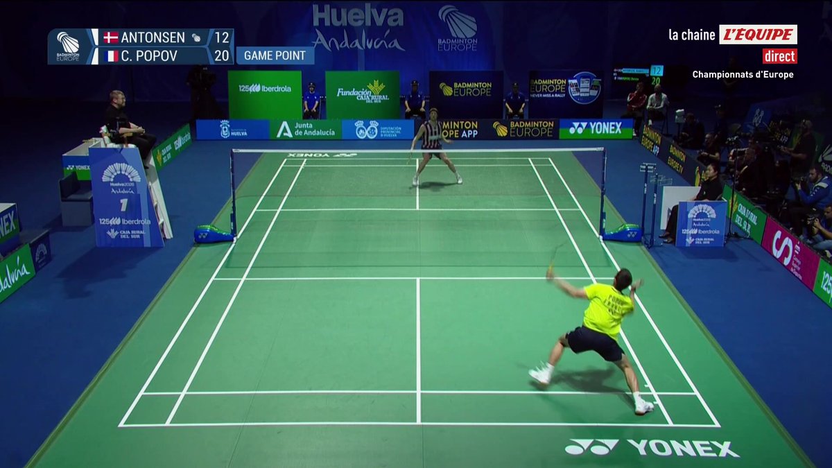 🇫🇷🏸 CHRISTO POPOV REMPORTE LE PREMIER SET ! Le Français empoche le premier set face à Anders Antonsen en finale des Championnats d'Europe #lequipeBADMINTON