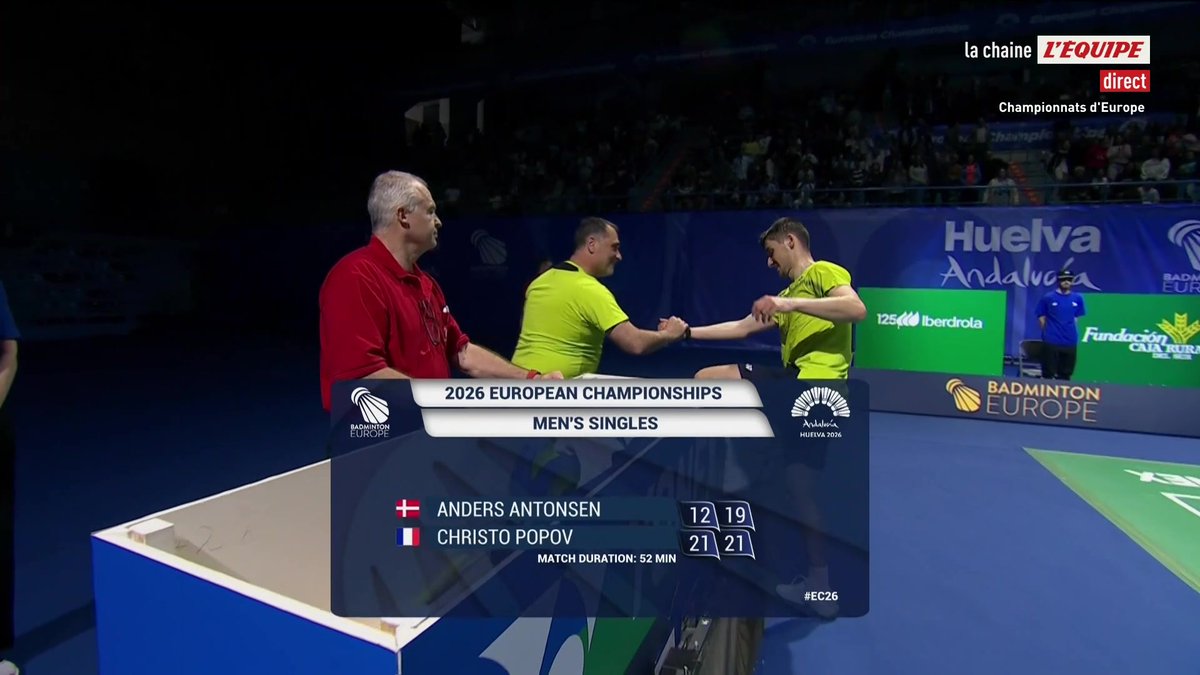 🇫🇷 CHRISTO POPOV CHAMPION D'EUROPE ! Le Français s'impose en deux sets face à Anders Antonsen, n°3 mondial, et remporte les Championnats d'Europe #lequipeBADMINTON