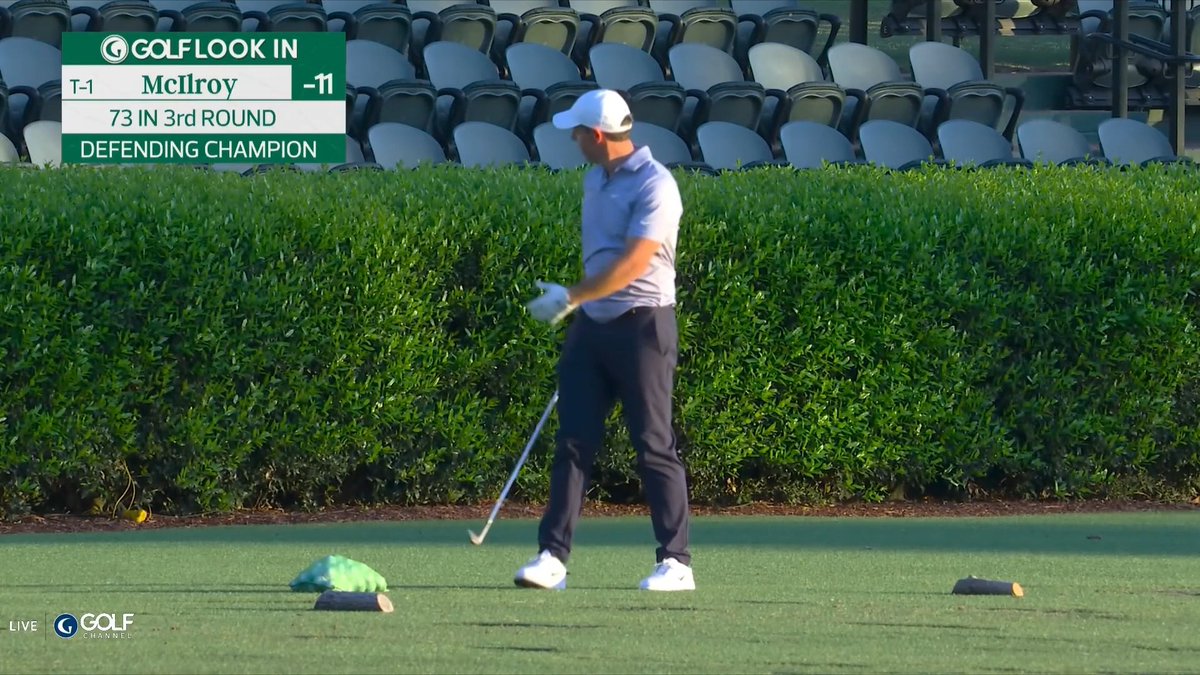 Rory hit two bags of balls late last night. Those balls may decide this tournament. If he figures out his path and eliminates the big, left miss he could/should win another green jacket. If he doesn’t, he’s cooked. We’ll find out at 3pm.
