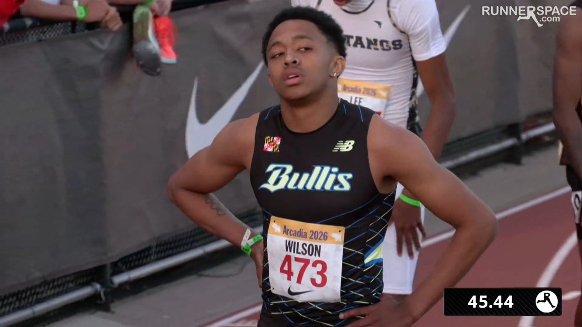 Quincy Wilson breaking Michael Norman's Arcadia 400m meet record in 45.48