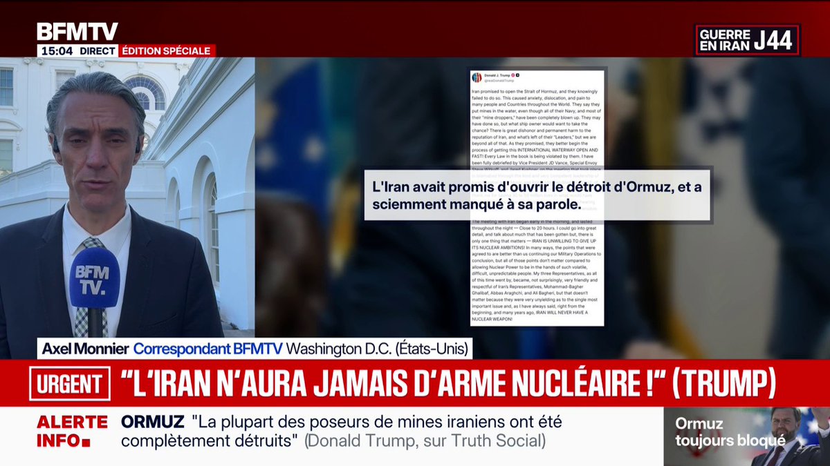 Donald Trump annonce que l'armée américaine va "bloquer tous les bateaux qui tentent d'entrer ou de sortir du détroit d'Ormuz"