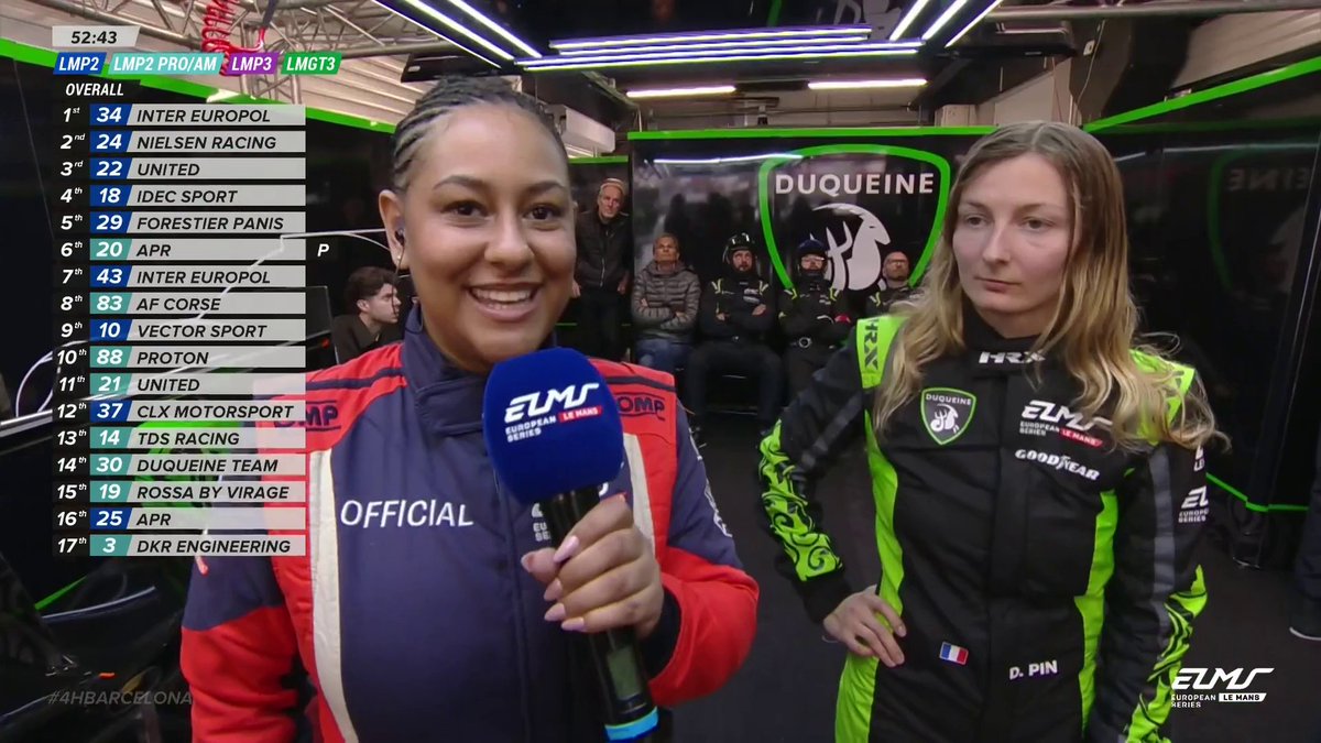 Her first #ELMS race in an LMP2 Pro/Am car! And what a great drive by Doriane Pin! In the fight for a class rostrum 👊 🔴📺🔗 #ELMS #4HBarcelona