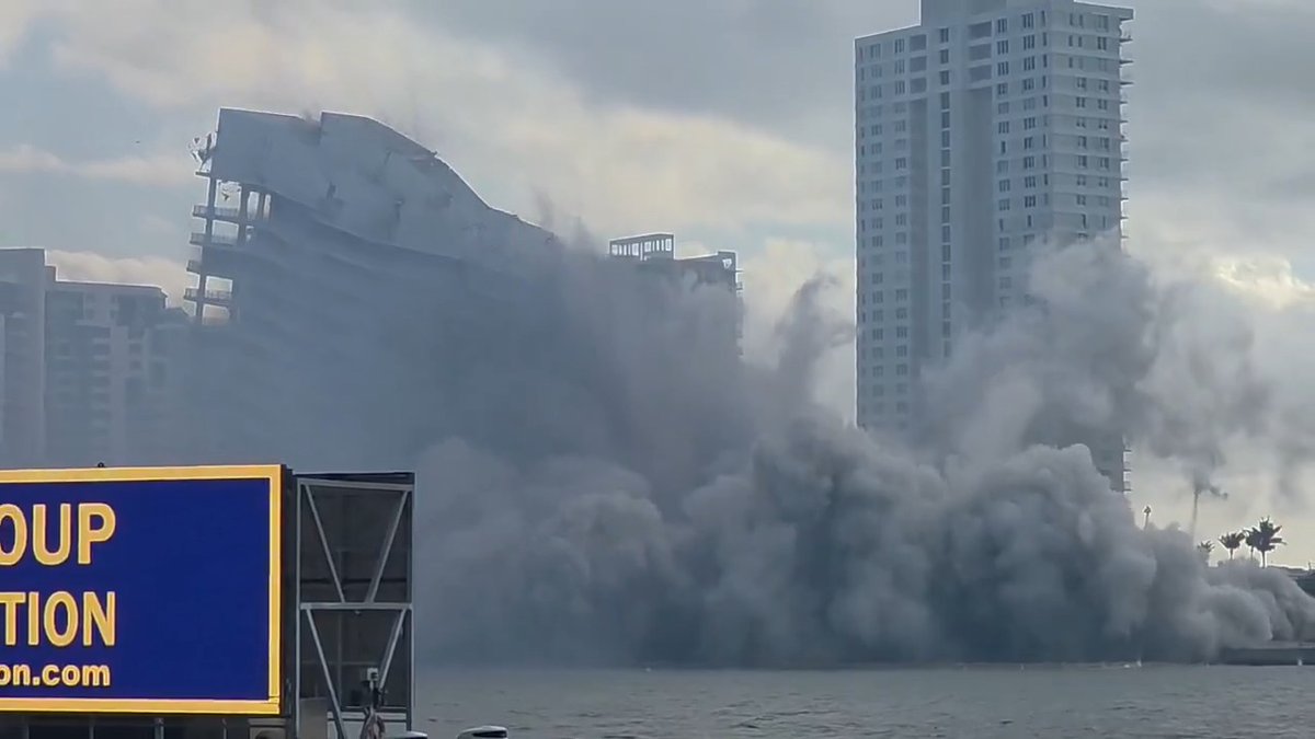 WATCH: Controlled demolition at the Mandarin Oriental Miami in Brickell Key, Florida this morning. Video by David Vergel.