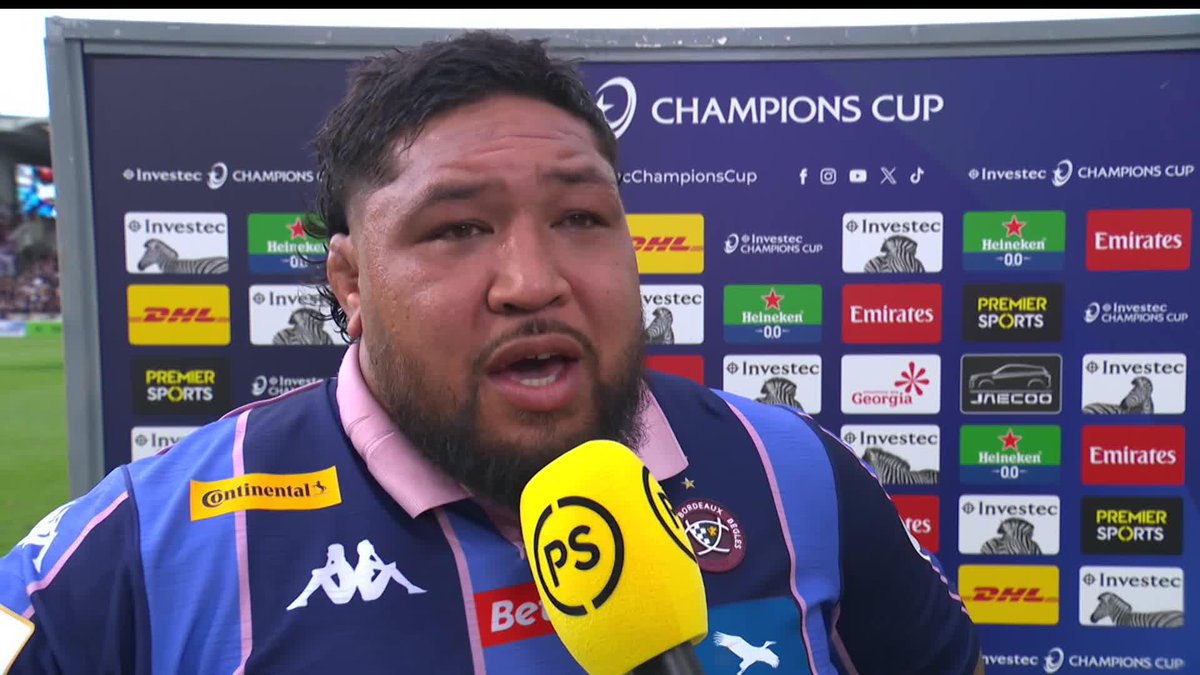 🟣 Bordeaux's Ben Tameifuna reacts to a massive Quarter-Final win over Toulouse "We try to make this our fortress. This is our home." 🗣️ #InvestecChampionsCup