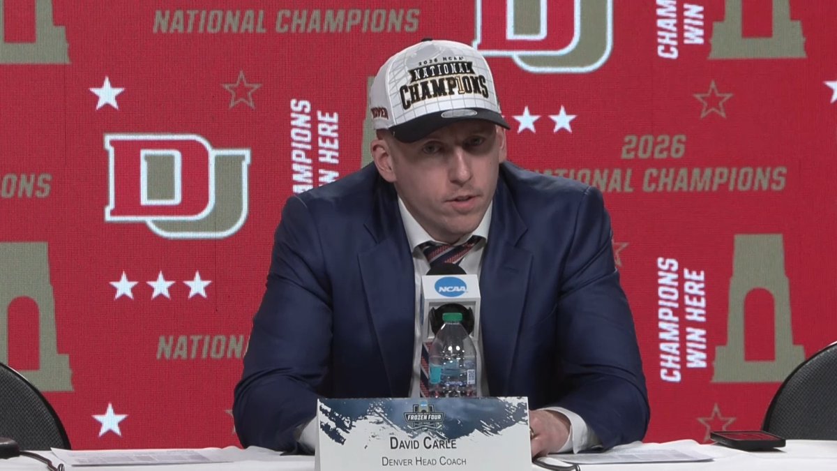 "I think we're seeing that money doesn't buy everything. Bigness doesn't win championships all the time." Denver Hockey head coach David Carle shares his thoughts on #theNational winning 8 of the last 10 NCAA Ice Hockey Championships after the Pioneers captured another title last night 🏆 🎥 Full Presser: 📰 Recap: #theNational // #GoPios